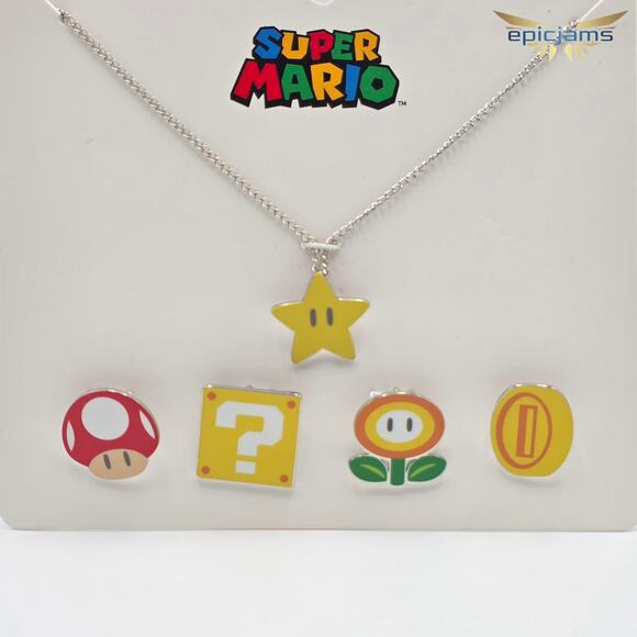 Super Mario Icons Interchangeable Charms Necklace Set New - Picture 2 of 2